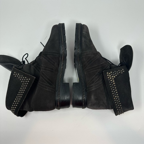 Stuart Weitzman Yadastud Gray Fold Down Studded Combat Boots Women's 10M - Picture 7 of 16